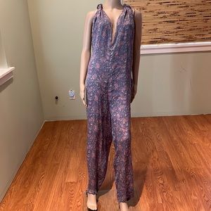Mes Demoiselles Paris Rescue Overall Floral Print In 100% Silk Size 40